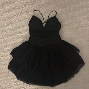 Selfie Leslie Black layered Mini Dress